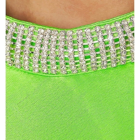NWT RETROFETE Satin Crystal Choker Halter Sleeveless Ruched Open Back Gown L - Picture 14 of 17